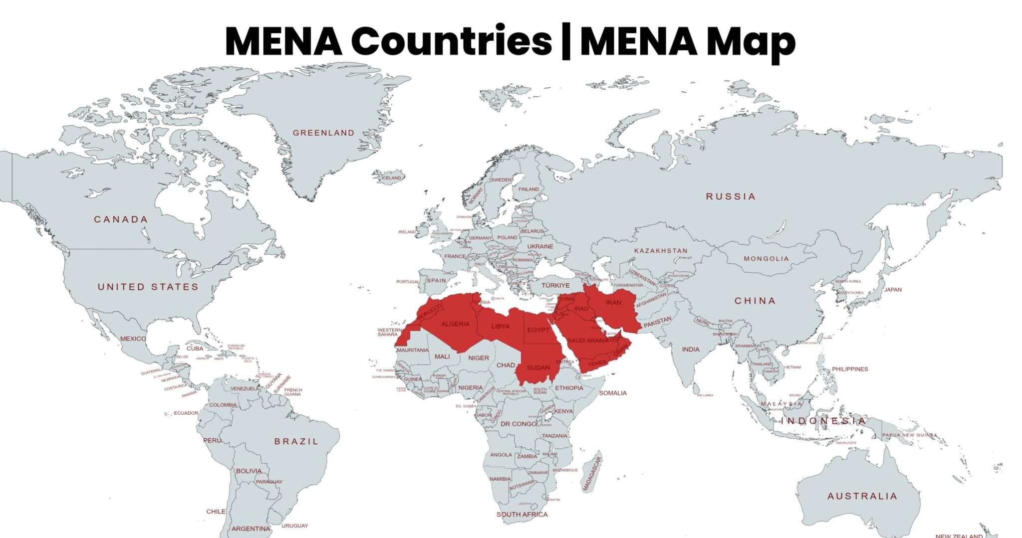 MENA region map showing Middle East and North Africa countries